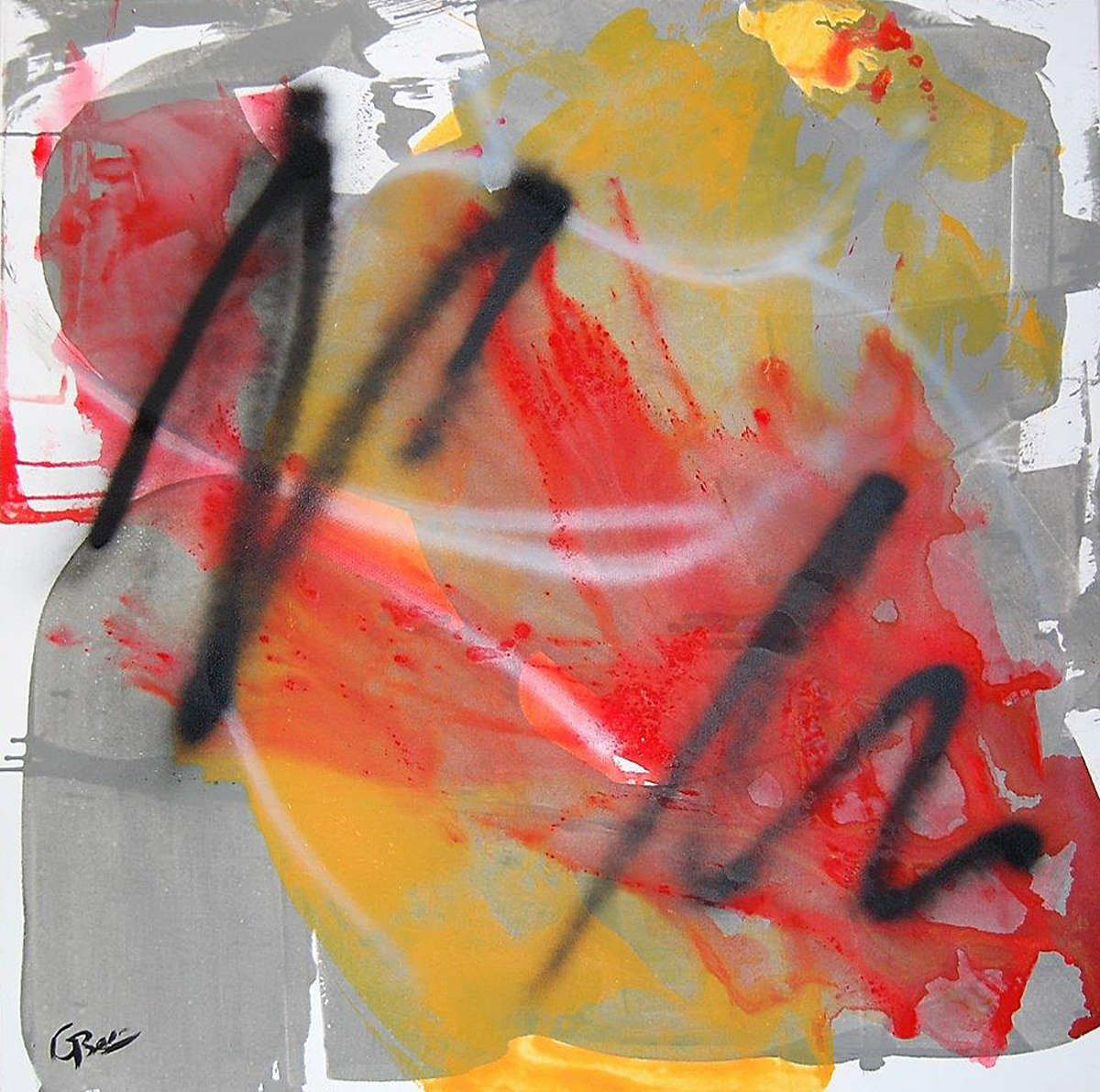 Abstrakt rot/gelb 110 x 110 cm Lasur, Acryl 1.150,00€